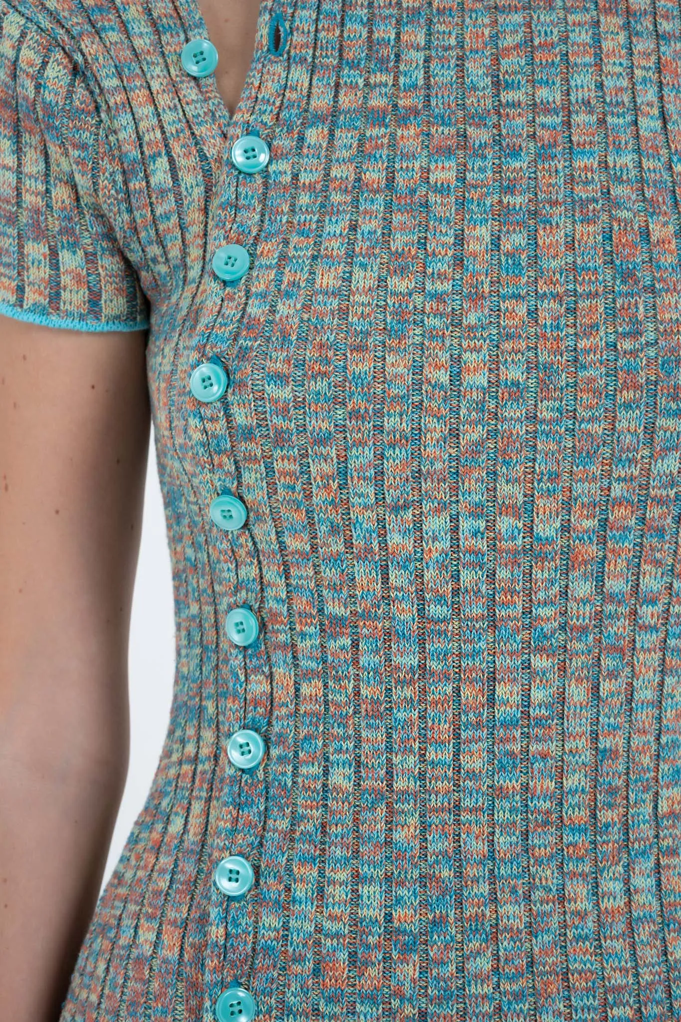 Asymmetric Button Dress in Blue