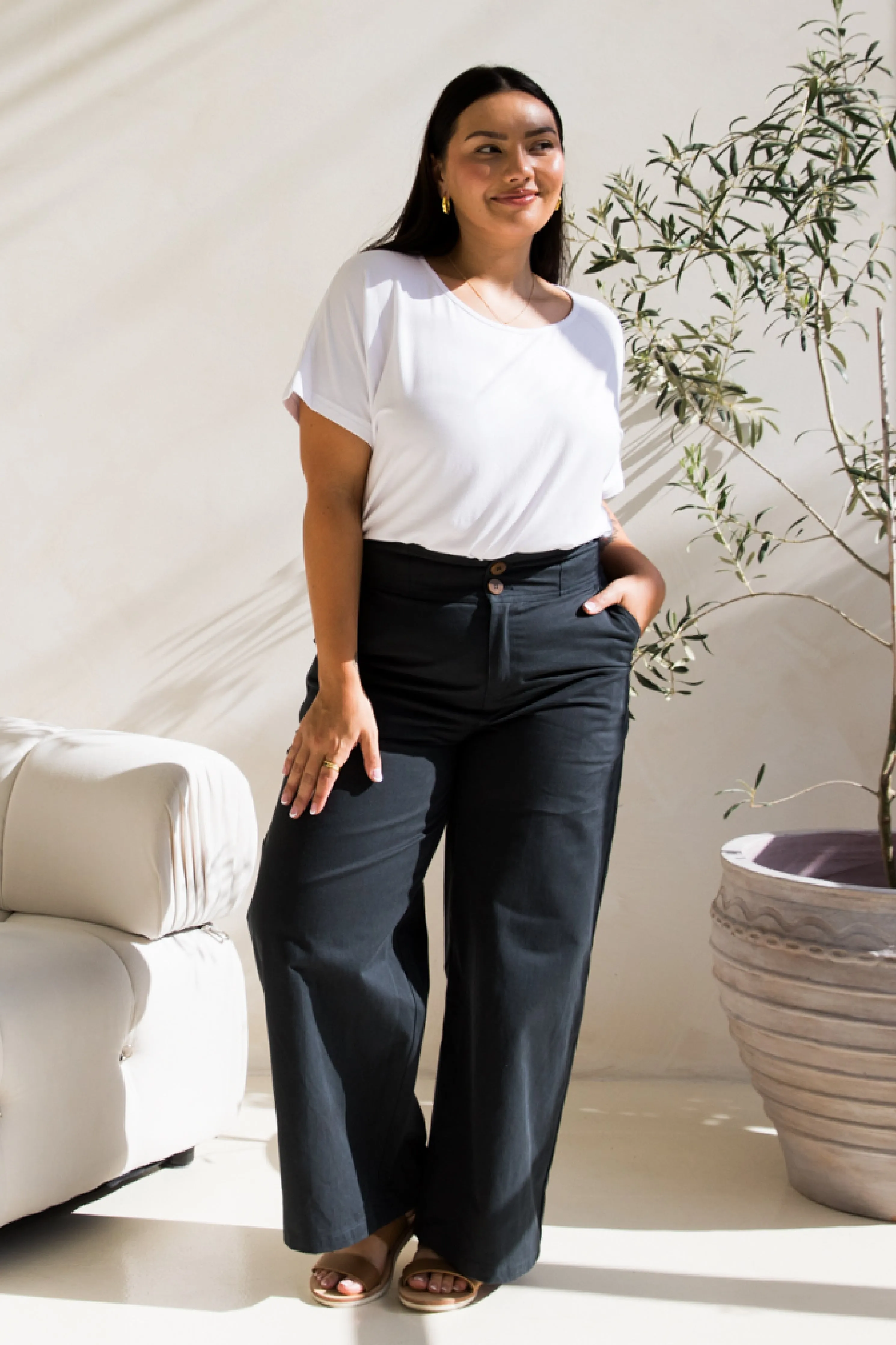 Audrey Wide Leg Pant | Mid Charcoal | FINAL SALE