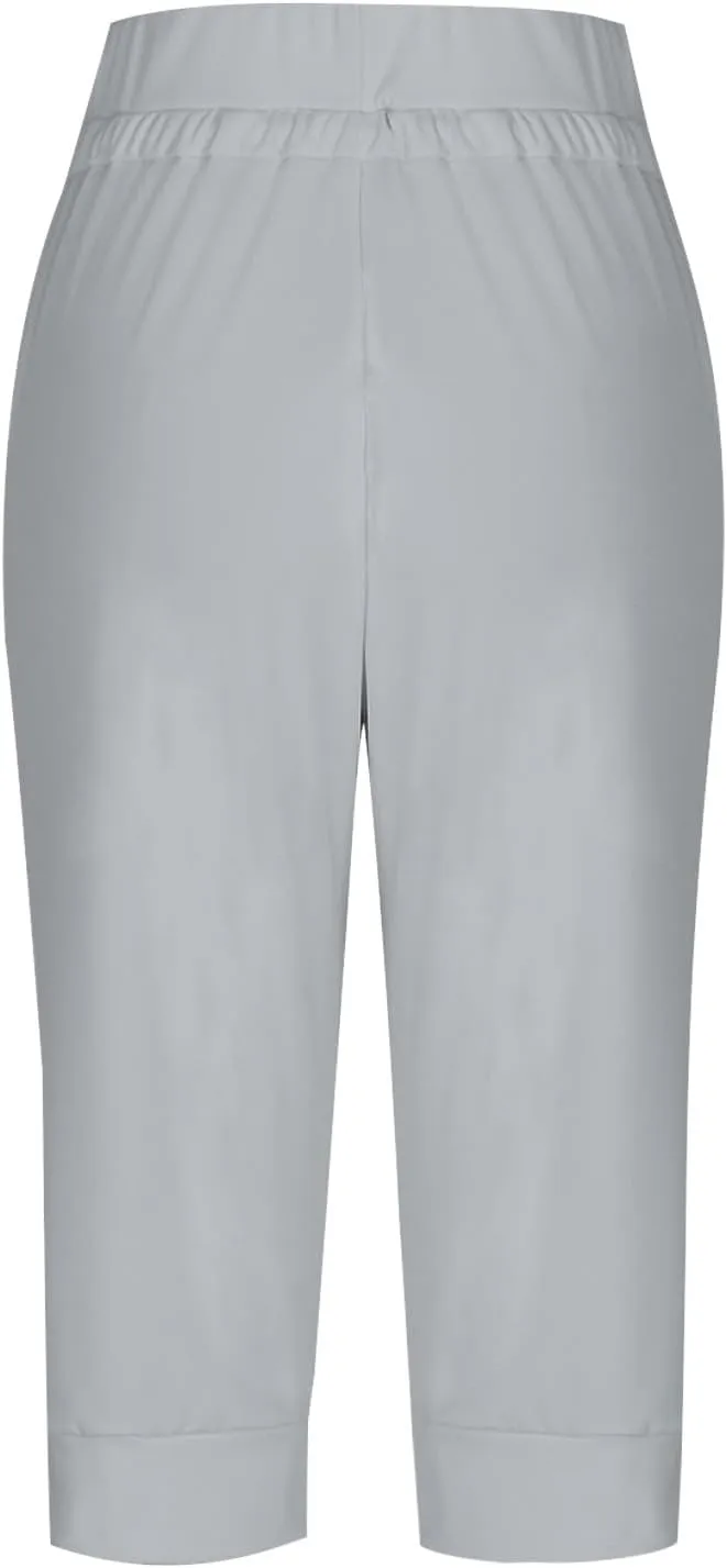 Capri Pants for Women Stretch High Waisted Joggers Lightweight Summer Casual Drawstring Hiking Pant Capri with Pocket