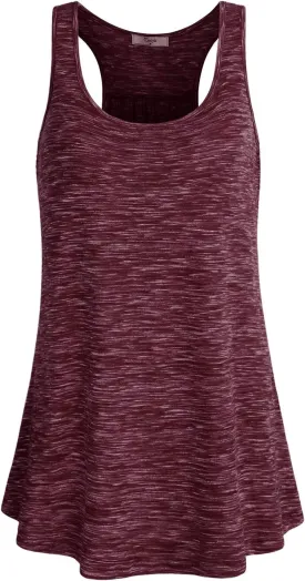 Cestyle Womens Sleeveless Scoop Neck Flowy Loose Fit Workout Shirts Racerback Long Tank Tops
