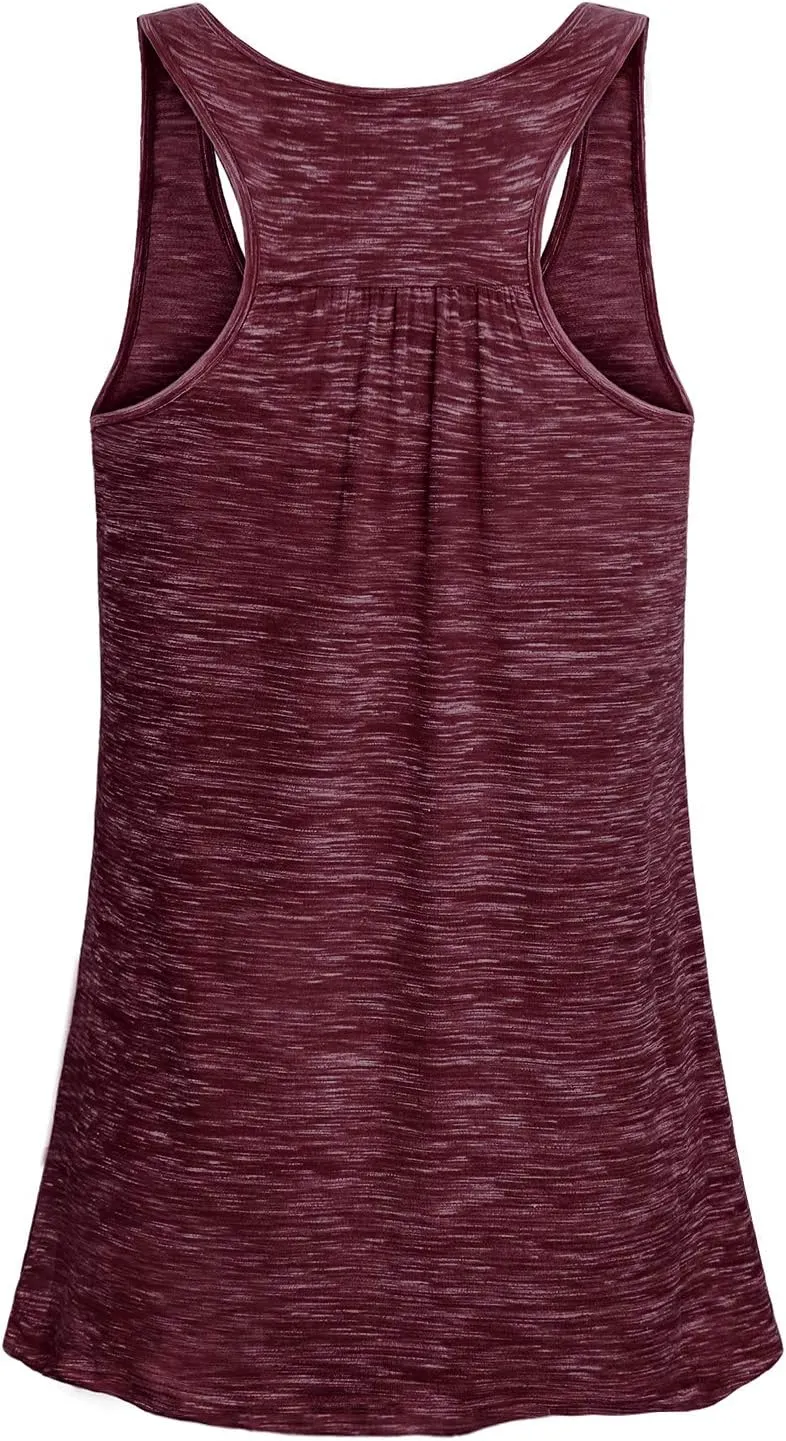 Cestyle Womens Sleeveless Scoop Neck Flowy Loose Fit Workout Shirts Racerback Long Tank Tops