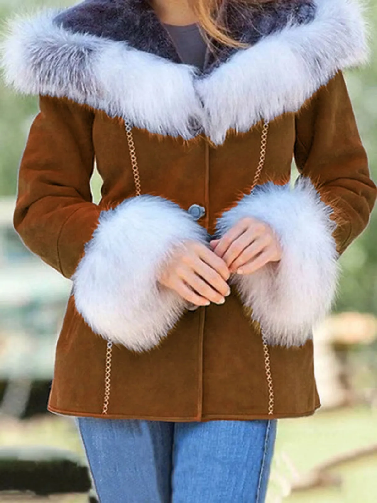Cotton-Blend Long Sleeve Plain Outerwear
