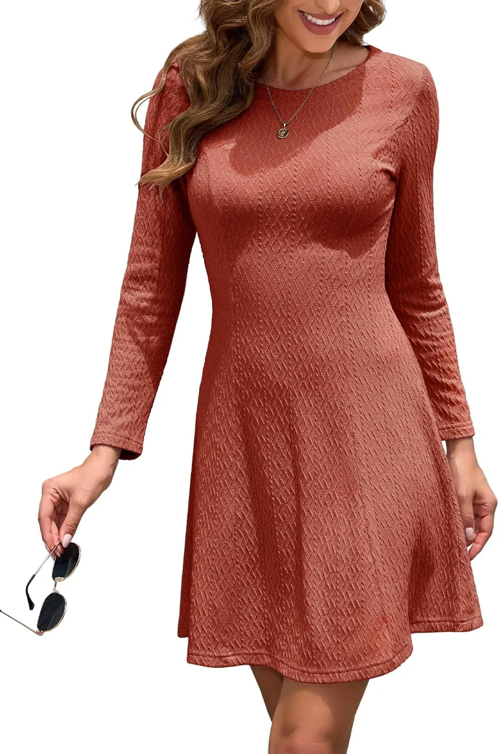 DRESSTELLS Sweater Dresses for Women, Winter Pullover Work Dress Crew Neck Long Sleeve Casual Dress