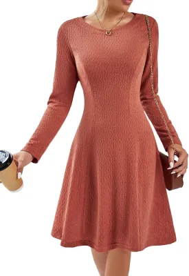 DRESSTELLS Sweater Dresses for Women, Winter Pullover Work Dress Crew Neck Long Sleeve Casual Dress