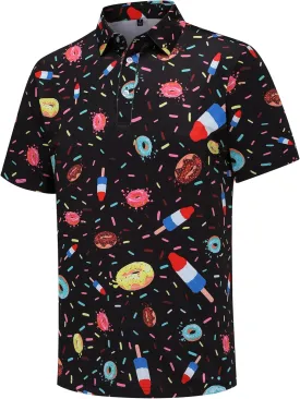 Golf Shirts for Men Short Sleeve Performance Moisture Wicking Dry Fit Funny Golf Polo Shirts for Men