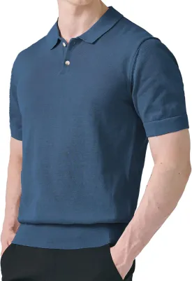H2H Mens Knit Polo Shirts Short Sleeve Vintage Sweater Polo Summer Casual Shirts