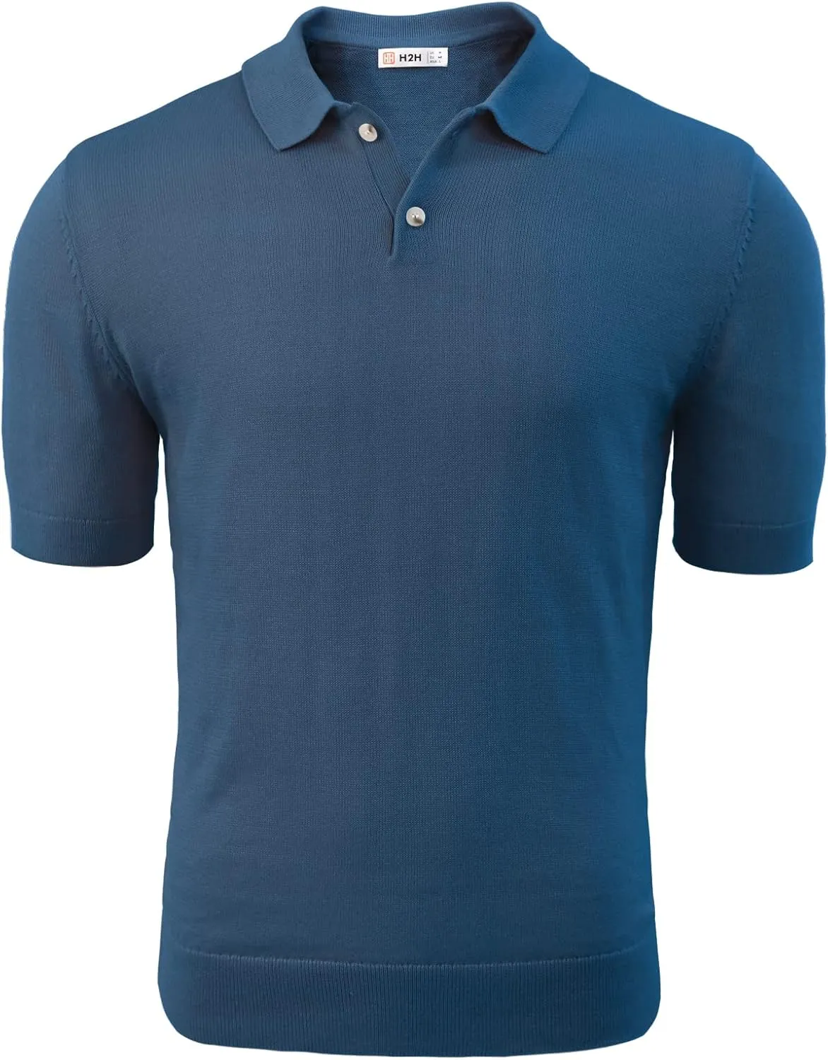 H2H Mens Knit Polo Shirts Short Sleeve Vintage Sweater Polo Summer Casual Shirts