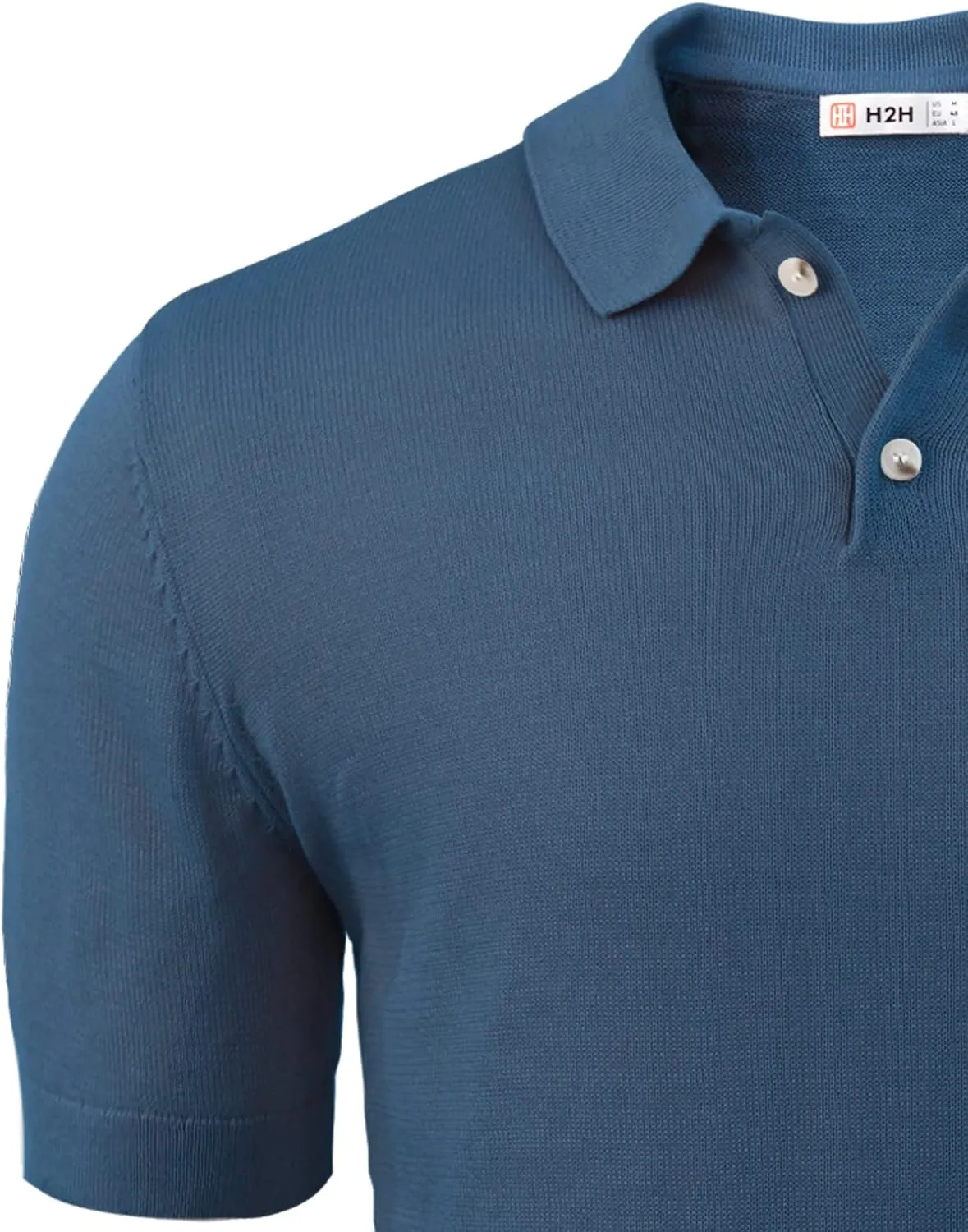 H2H Mens Knit Polo Shirts Short Sleeve Vintage Sweater Polo Summer Casual Shirts