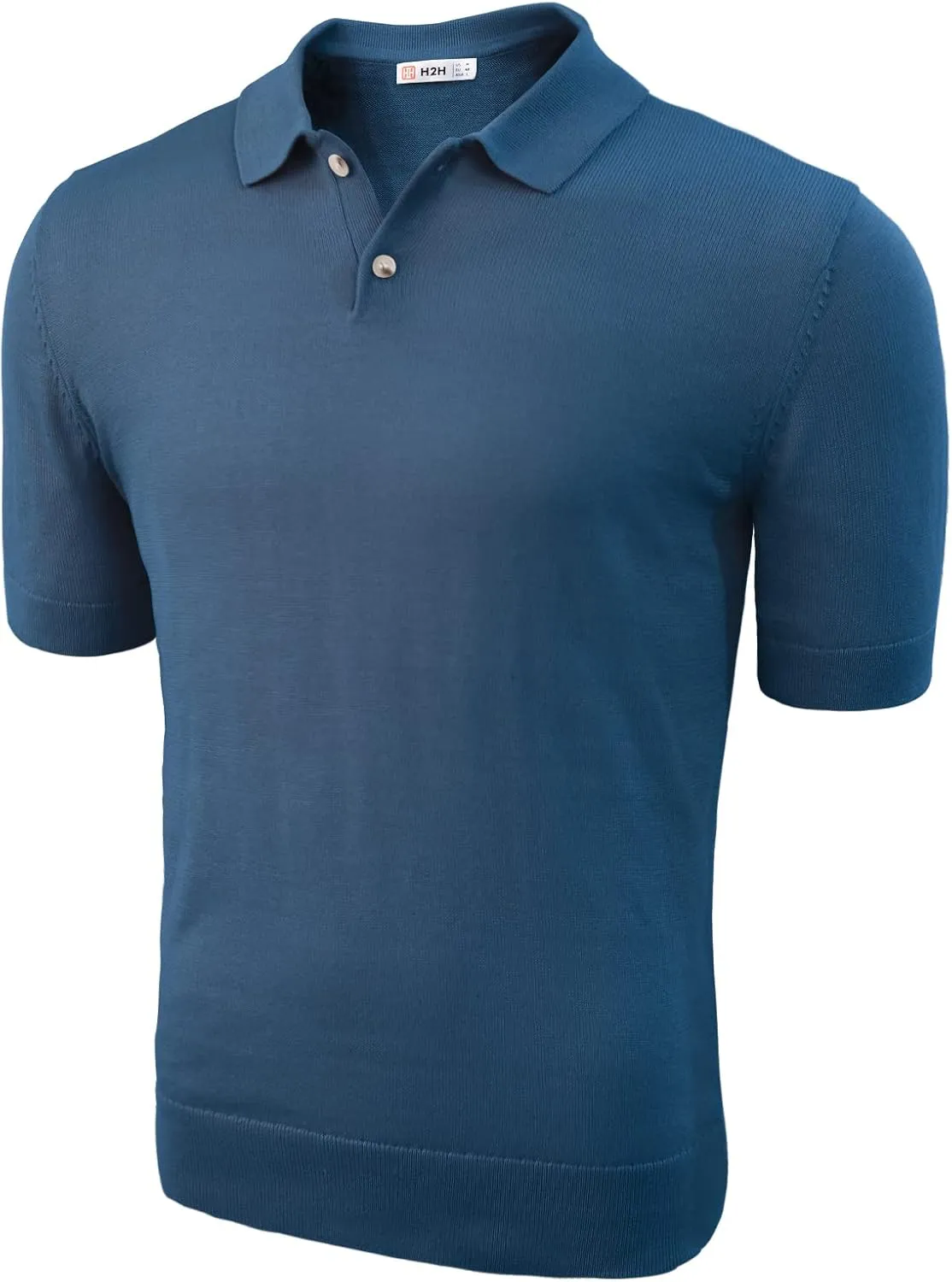 H2H Mens Knit Polo Shirts Short Sleeve Vintage Sweater Polo Summer Casual Shirts