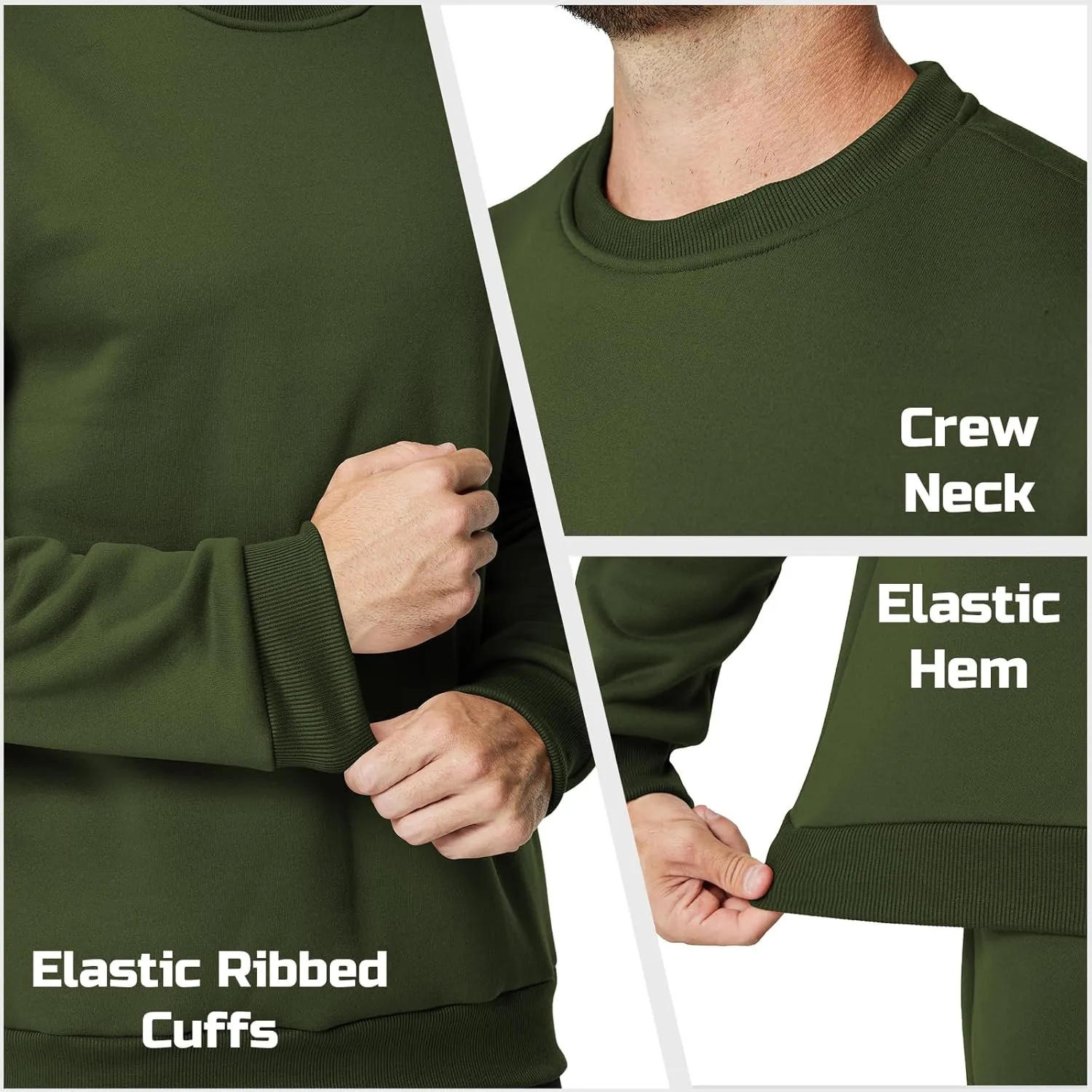 Men's Crewneck Sweatshirt Casual Long Sleeve Sweat Shirts Athletic Fleece Basic Pullover Shirts
