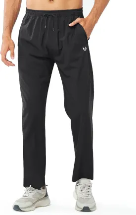 NORTHYARD Mens Athletic Track Pants Sweatpants with Zipper Pockets Workout Gym Jogger Pants Open Bottom