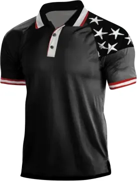 Patriotic American Flag Shirts for Men 1776 Independence Day 4th of July USA Short Sleeve Polo Shirt(S-3XL)
