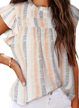 SHEWIN Womens Summer Crewneck Tank Tops Casual Ruffle Sleeveless Tops Shirts
