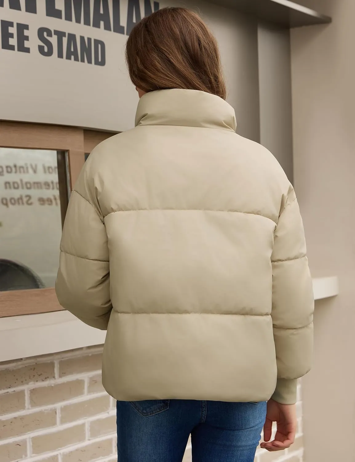 TQD Puffer Jacket Womens Long Sleeve Zip Womens Puffer Jacket Winter Cropped Puffer Jacket Coat Casual Womens Winter Coats