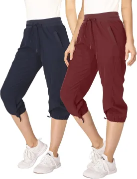 Ultra Performance Capri Pants for Women 2 Pack Womens Capris Hiking Capri Pants Summer Clothes for Women (Avail in Plus Size)