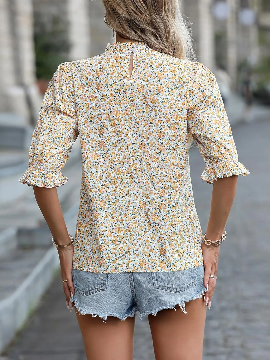 Women's Floral Blouses Dressy Casual Summer Boho Tops Trendy Business Casual Outfits Shirts