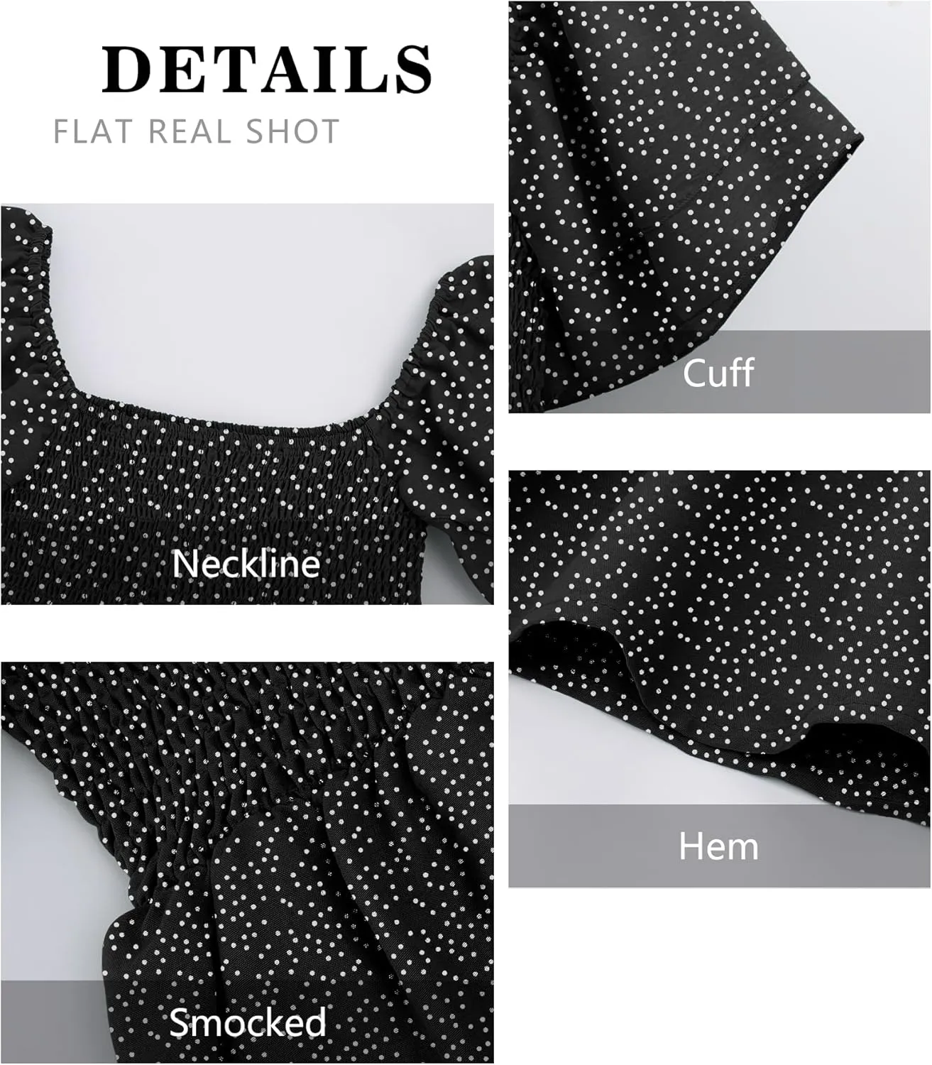 Women's Summer Peplum Tops Square Neck Ruffle Trim Short Sleeve Blouse Smocked Top Dressy Casual Shirts