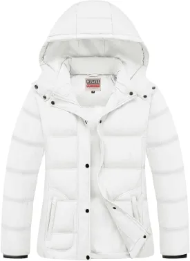 WULFUL Women's Winter Coats Lightweight Warm Thicken Puffer Jacket Waterproof Quilted Winter Jacket with Removable Hood