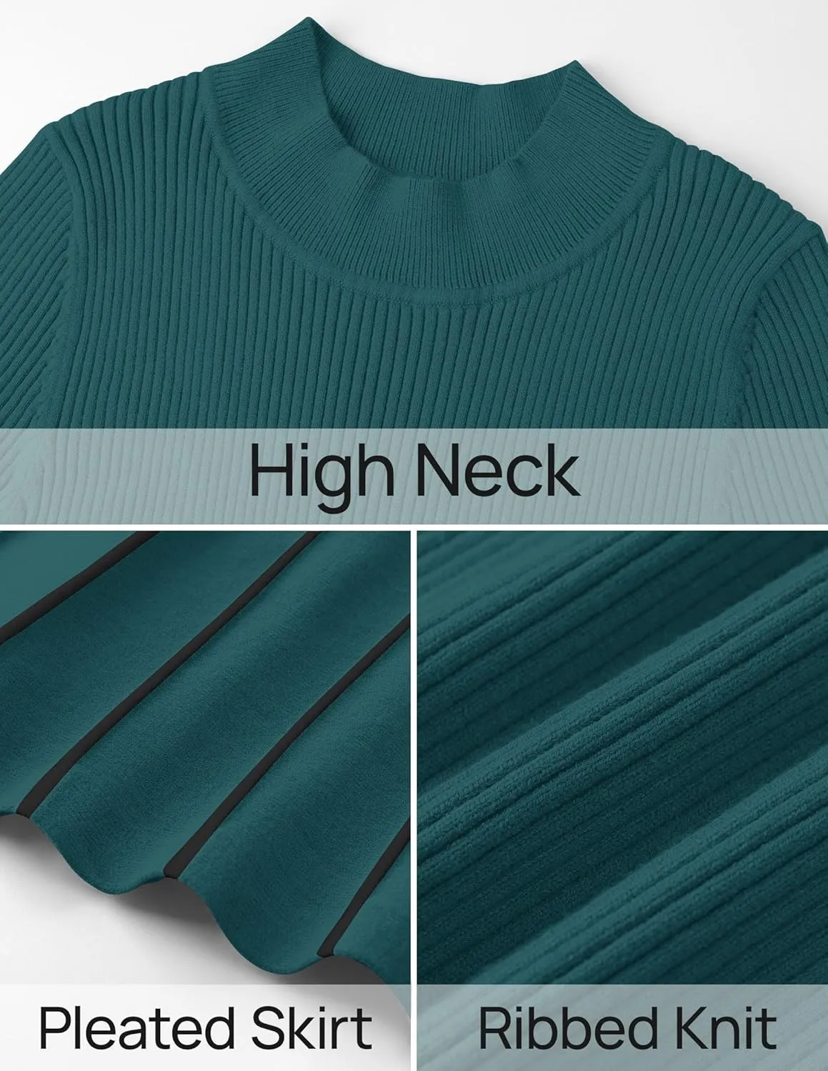 ZESICA Womens 2025 Fall Turtleneck Long Sleeve Sweater Dress Tie Waist Casual Loose Ribbed Knit A Line Midi Dresses