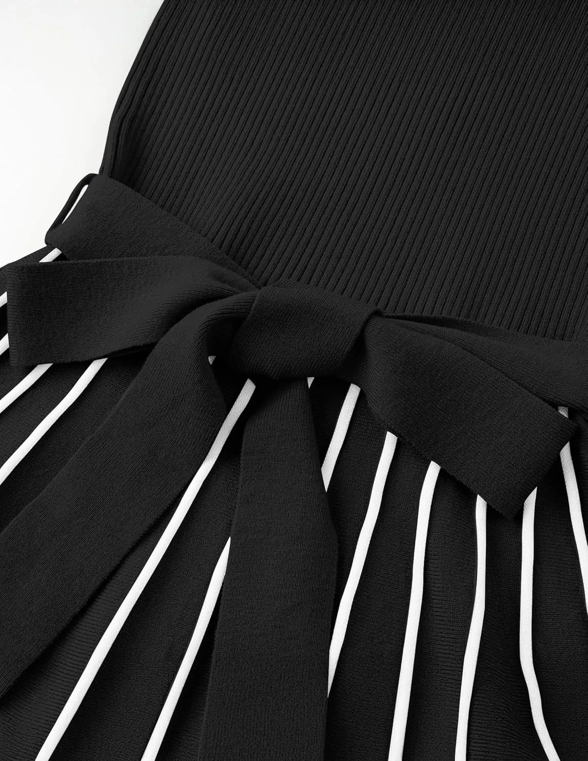 ZESICA Womens Spring Turtleneck Long Sleeve Sweater Dress Tie Waist Casual Loose Ribbed Knit A Line Midi Dresses