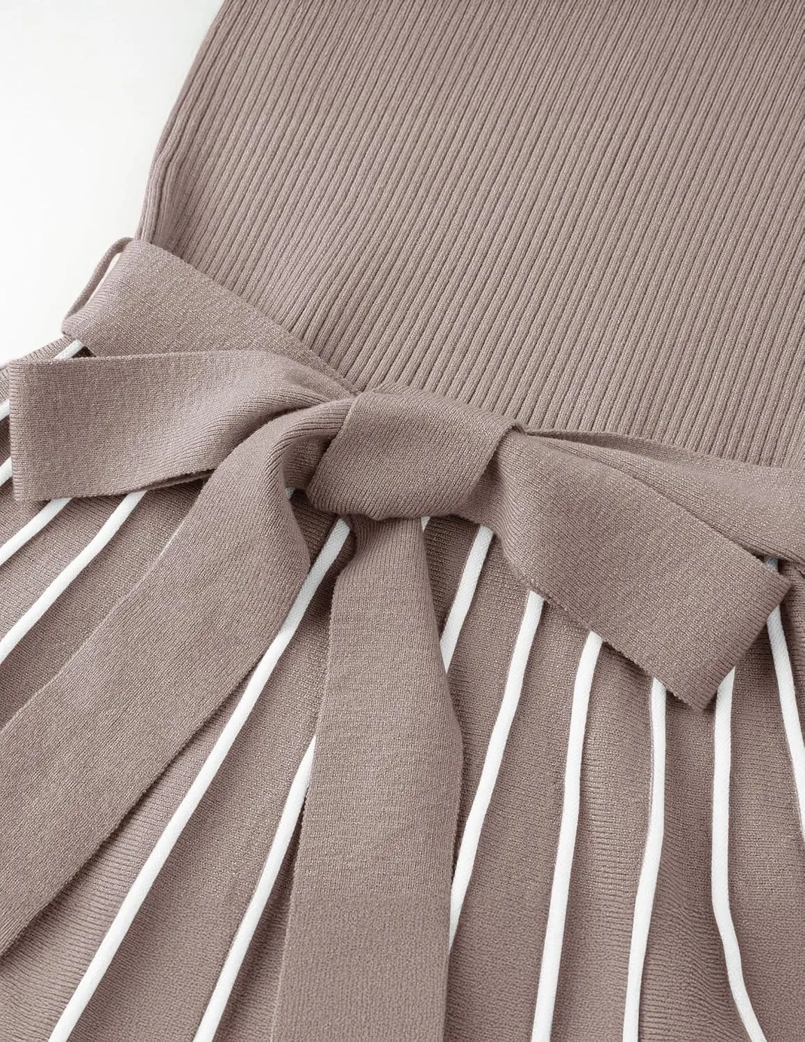 ZESICA Womens Spring Turtleneck Long Sleeve Sweater Dress Tie Waist Casual Loose Ribbed Knit A Line Midi Dresses